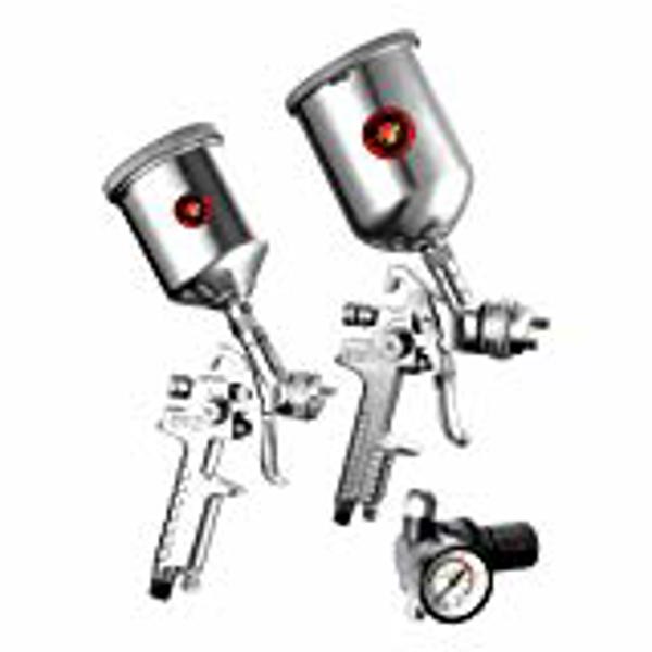 Performance Tools M503 2 Piece HVLP Spray Gun Kit Silver Aluminum