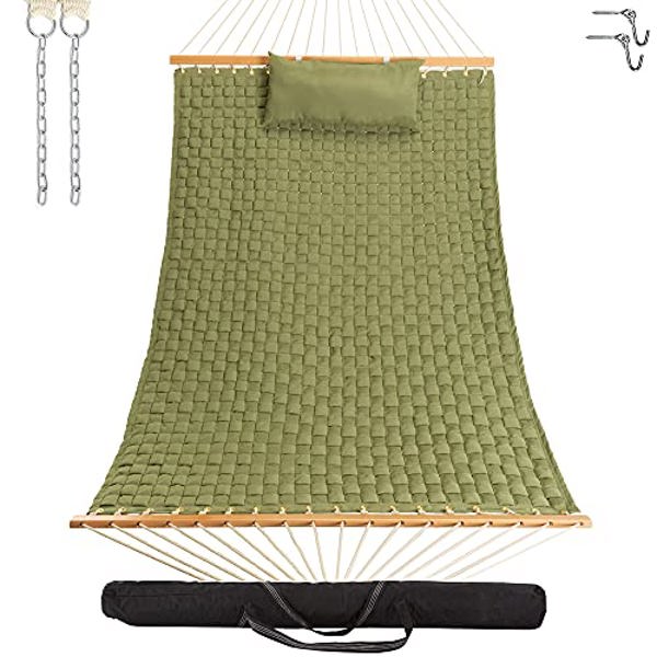 The Hammock Source SQ-WEAVEPGRWP Hammock 13 Feet Green with Pillow and Storage Bag Tree Hooks and Extended Chain
