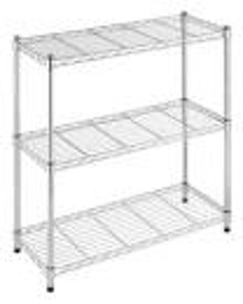 Whitmor Inc 6060-3437 3-Tier Supreme Wide Shelving Unit Chrome