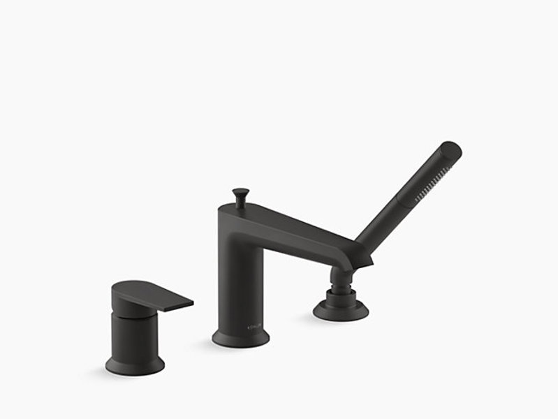 Kohler 97070-4-BL Deck Mount Tub Filler Single Handle with Handshower Matte Black