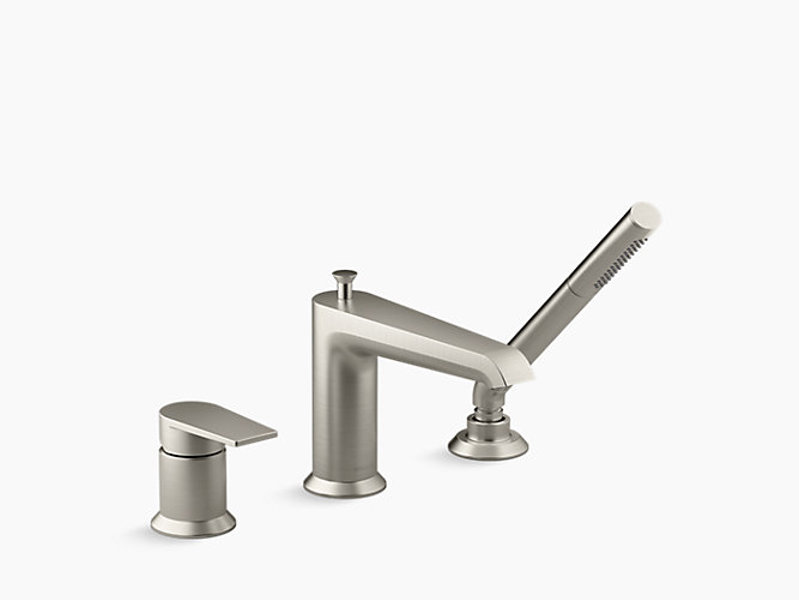 Kohler 97070-4-BN Deck Mount Tub Filler Single Handle with Handshower Brushed Nickel