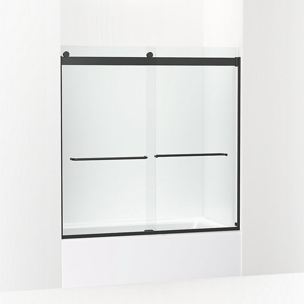 Kohler 706006L-BL Bath Tub Door Sliding Matte Black 59.75 Inch Height 56.625 to 59.625 Inch Width