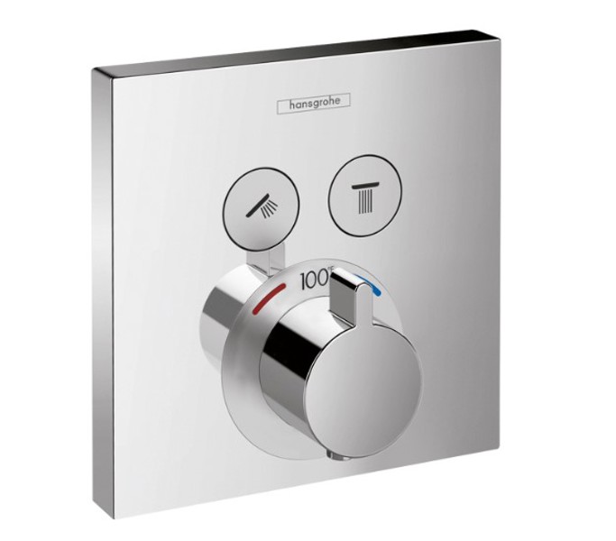 Hansgrohe 15763001 Shower Select Thermostatic Trim Square Two Functions Chrome