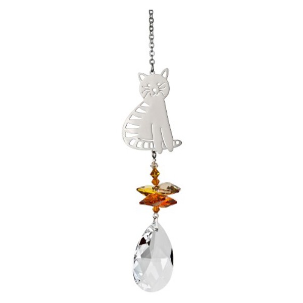 Woodstock Chimes CFTC Wind Tabby Cat Chime 4.5 Inch Crystal Fantasy