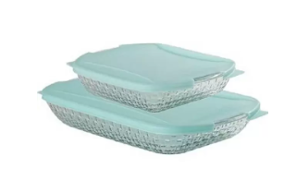 Anchor Hocking 13779L20 Bakeware 4 Pc Basketweave Embossed Heritage