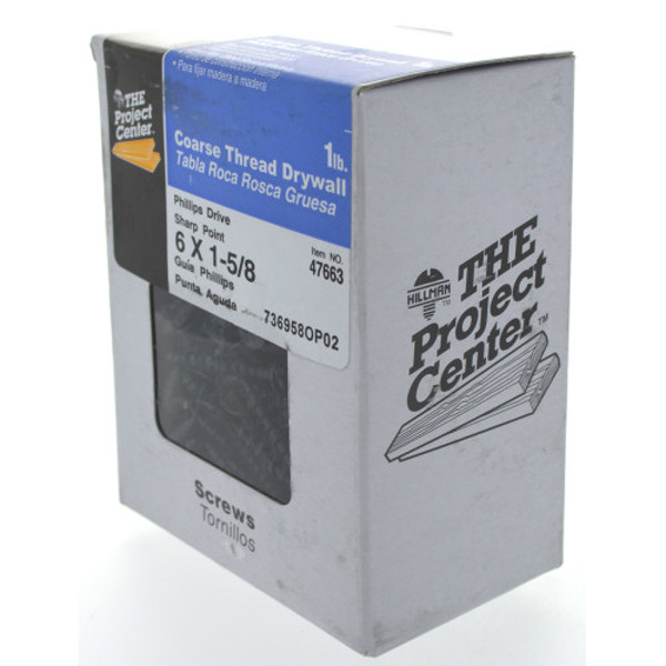 Hillman Group 47663 Drywall Screws 6x1-5/8 In Coarse Thread 1 Lb