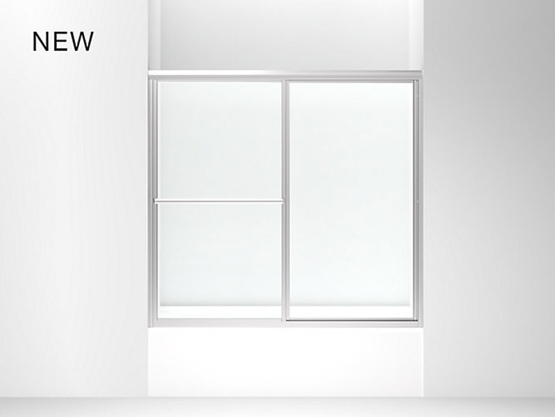Kohler 5905-3G05-S Sliding Bath Door 56 1/4 In H X 54 3/8 In W 1/8 In Thick Clear Glass Silver