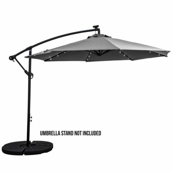 J&J GLOBAL 801044G 10 Ft Offset Solar Umbrella Aluminum Cross Base Gray