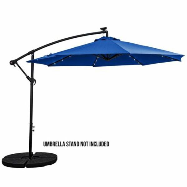 J&J Global 801044RB Offset Solar Umbrella 10 Ft Royal Blue Aluminum Base