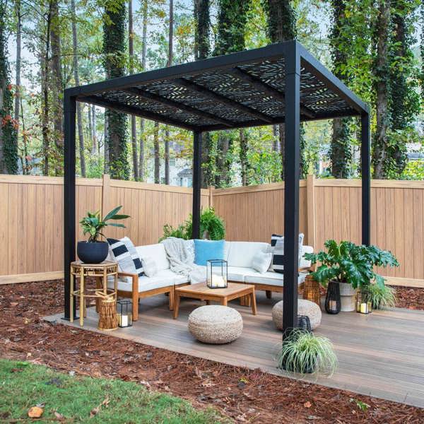 Barrette Outdoor Living 73050386 Pergola 8x8 Black Matte
