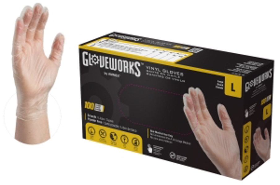 AMMEX CORPORATION IVPF46100 Large Disposable Gloves 11.73 In Clear Powder Free Latex Free Vinyl 100 Pc
