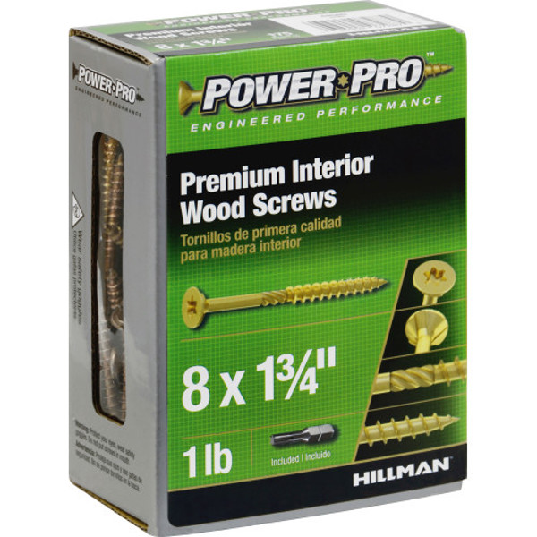 Hillman Group 48580 Wood Screw 8x1-3/4 In 1 Lb Power Pro Interior Star Drive