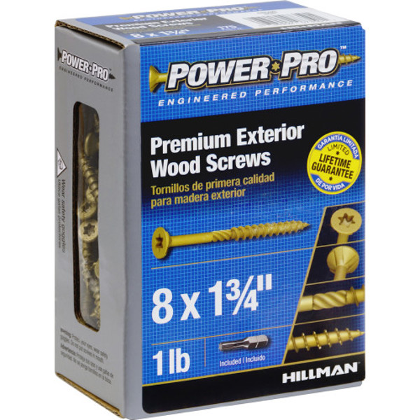 Hillman Group 48596 Wood Screws 8x1-3/4 In 1 Lb Power Pro Exterior Star Drive Bronze