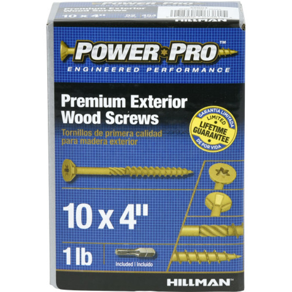 Hillman Group 48604 Wood Screw 10x4 In 1 Lb Power Pro Exterior All Purpose Self-Drilling Bronze