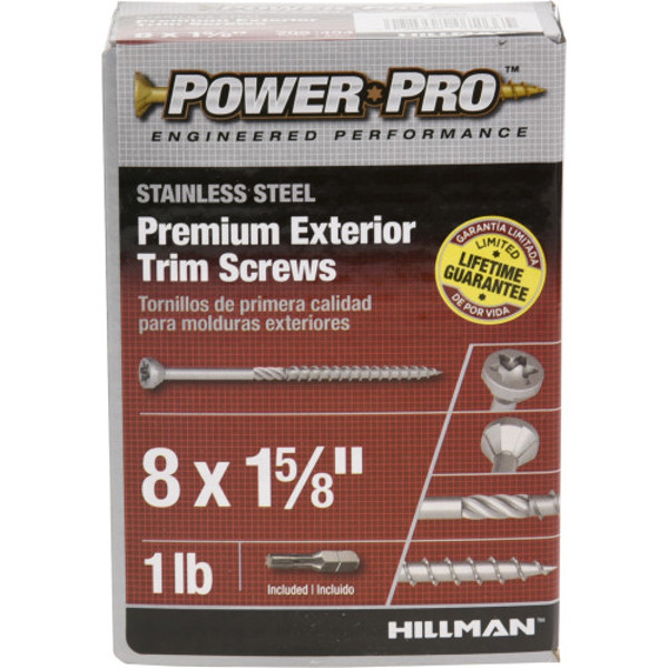 Hillman Group 48639 Trim Screws 8x1-5/8 In 1 Lb Stainless Steel Star Drive Flat Head