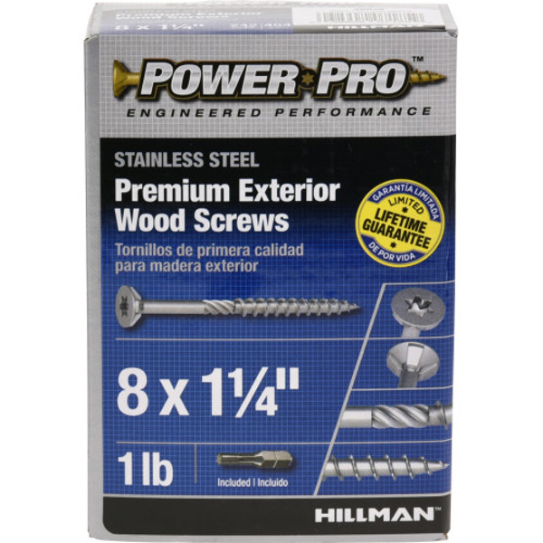 Hillman Group 48619 Wood Screw 8x1-1/4 In 1 Lb Exterior Stainless Steel Star Drive Self-Drilling