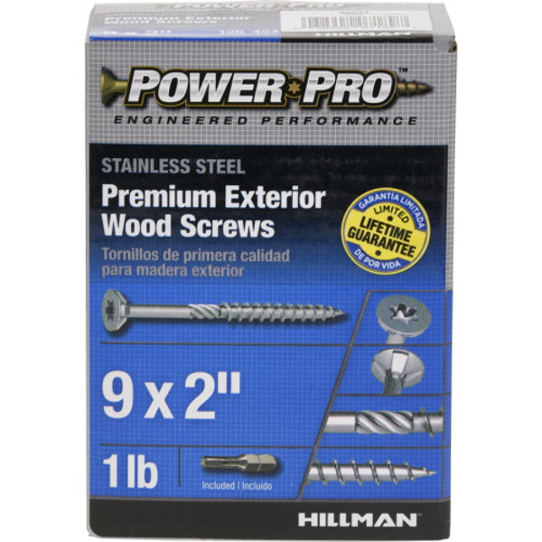 Hillman Group 48621 Stainless Steel Wood Screw 9X2 In 1 Lb Star Drive Outdoor PP 305SS