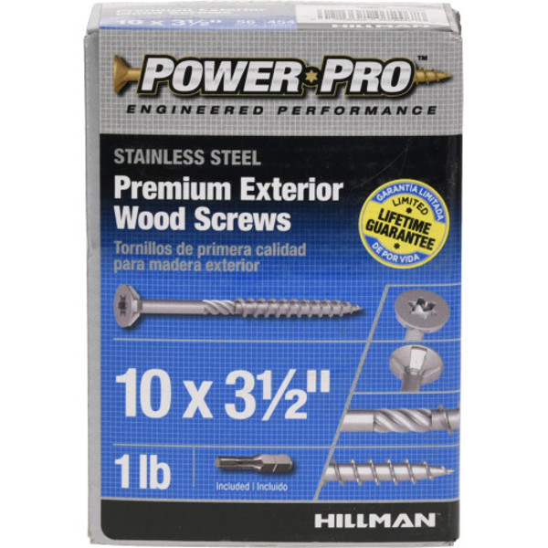 Hillman Group 48624 Wood Screw 3-1/2 In #10 Stainless Steel Star Drive 1 Lb Exterior