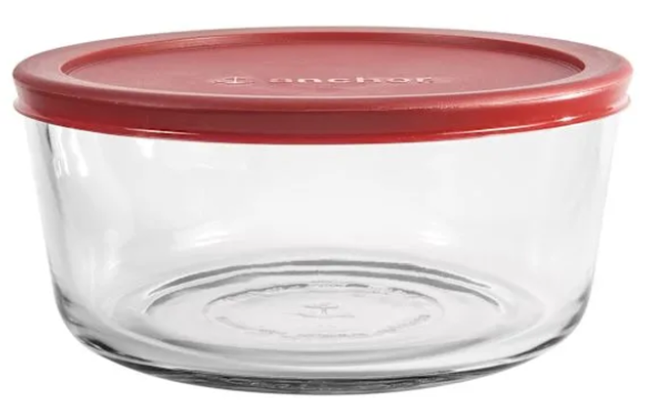 Anchor Hocking 91549L20 Storage Bowl 7 Cup Glass Red Lid