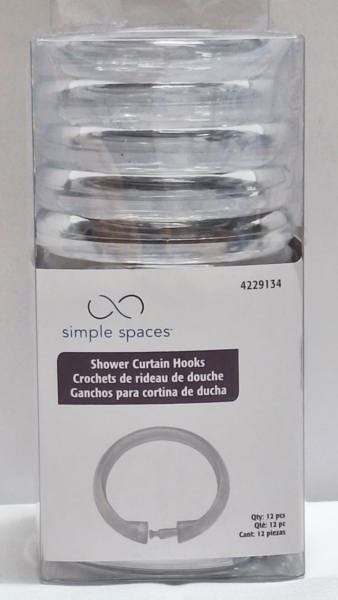 Homebasix SD-ORING-C3L Shower Curtain Rings 12 Piece Plastic O-Hook Clear