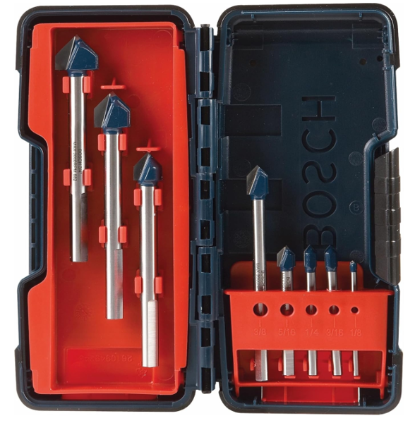 BOSCH GT3000 Hammer Drill Bit Set 8 Piece Glass and Tile Carbide