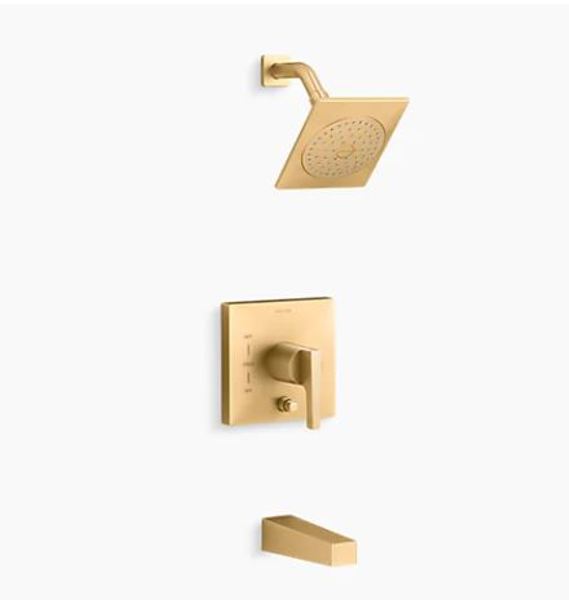 Kohler T99763-4G-2MB Bath and Shower Trim 1.75 GPM Showerhead with Lever Handle Brushed Modern Brass