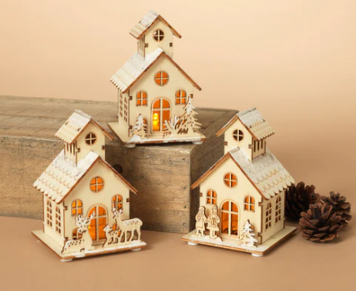 Gerson Company 2429390 Christmas Ornament Battery Operated 4.7 Inch Lighted Laser Cutwood