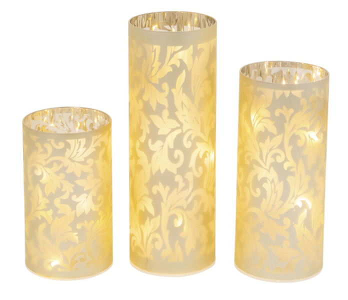 Gerson Company 2544410 Glass Luminary Set 3 Battery Operated Lighted