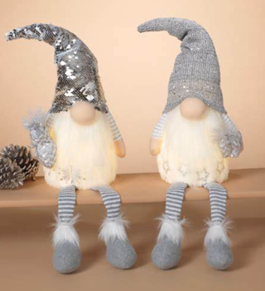 Gerson Company 2591170 Lighted Plush Gnome Shelf Sitter 25.2 In Battery Operated 2 Assortments