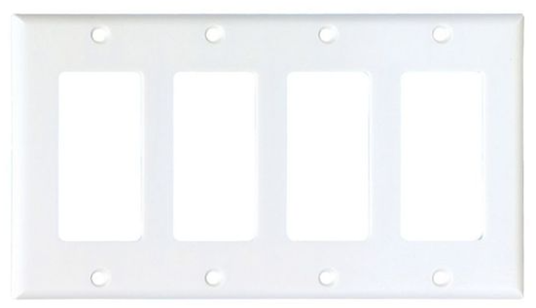 EATON-COOPER WIRING 2164W-BOX Decorative 4-Gang Wall Plate 4-1/2 In White