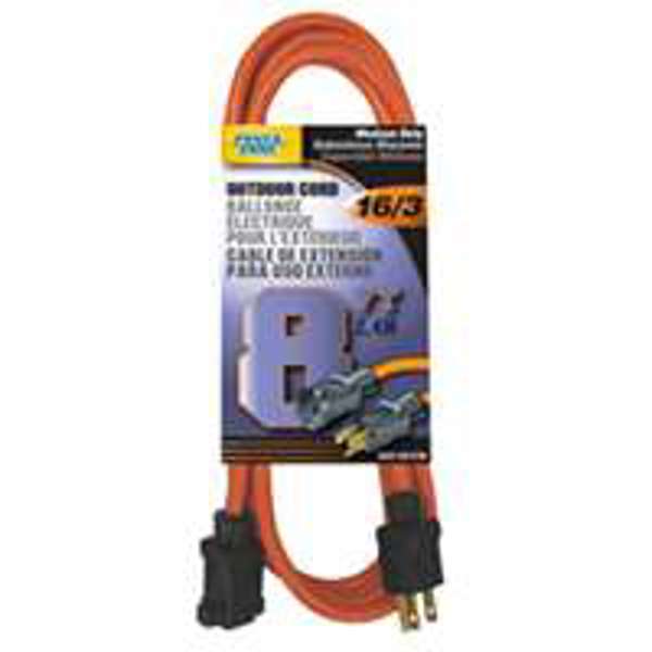 POWERZONE OR501608 Extension Cord 8 Ft 16AWG Orange