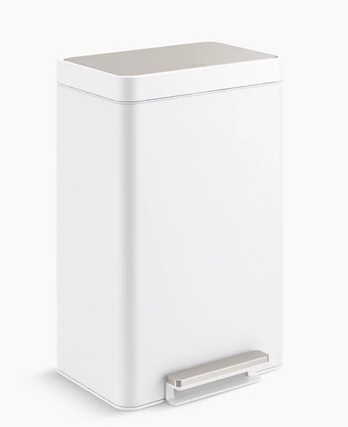 Kohler 20940-STW Trash Can 13 Gal Stainless Steel and White