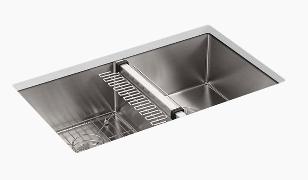 Kohler 5281-NA Undermount Double Equal Kitchen Sink 32 X 18-5/16 X 9-5/16 Inch with Accessories Strive