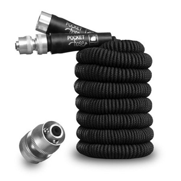 TELEBRANDS 13643-6 Pocket Hose Expanding Garden Hose 25 Ft 3/4 In Plastic Black