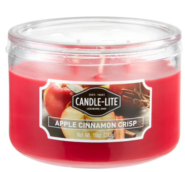 Candle-Lite Company 1879021 Candle Jar 10 Oz Apple Cinnamon Crisp 3 Wick