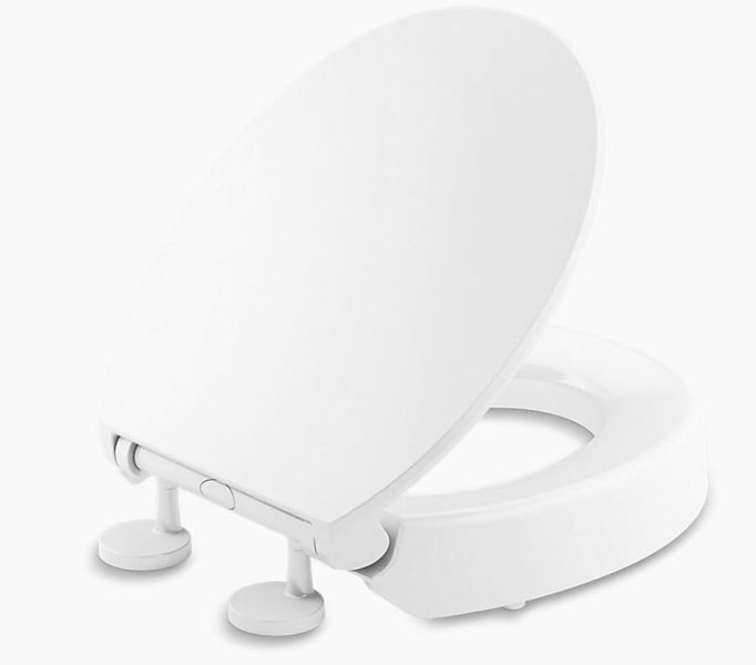 Kohler 25876-0 Round Toilet Seat 3 Raised Elevated Quiet Close