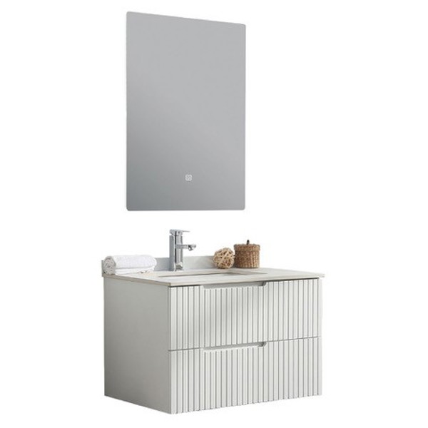 BAMERICA 03-03-459 Vanity Set With Mirror 30x18 In MDF White