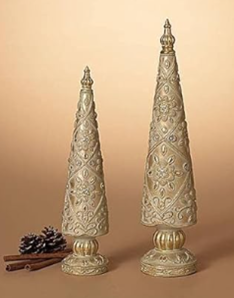 Gerson Company 2658400 Set of 2 Decorative Trees 16.9 In Made of Resin