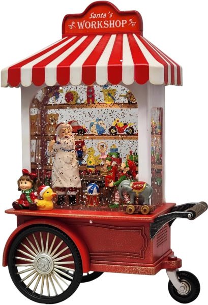 Gerson Company 2600540 Lighted Water Globe 10.8 Inch Holiday Spinning Santa's Workshop