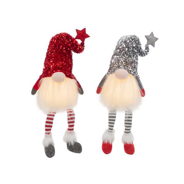 Gerson Company 2602190 Gnomes Plush Shelf Sitter 26.7 In Battery Operated Lighted Holiday Decoration
