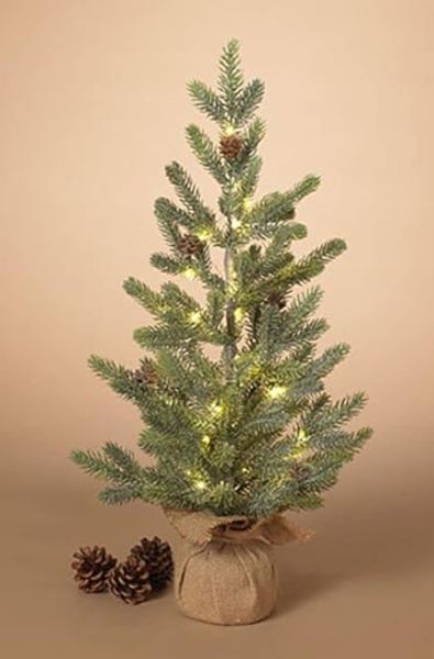 Gerson Company 2602680 Battery Operated Lighted Pine Tree 24 In Burlap Base