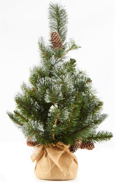 Gerson Company 2549030 Glittered Pine Tree 24 Inch Burlap Base
