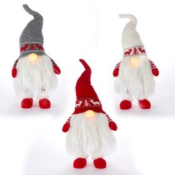 Gerson Company 2700960 Plush Gnome 22.83 In Battery Operated Lighted Fabric Styles with Timer Color
