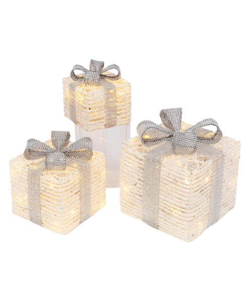 Gerson Company 2550100 Lighted Set of 3 Gift Boxes Battery Operated
