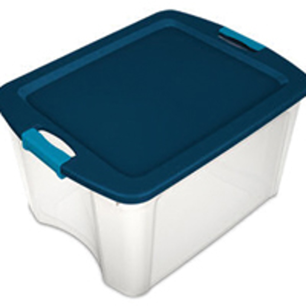 Sterilite 14469606 Tote Latch Carry 18 Gal Clear Blue True Blue
