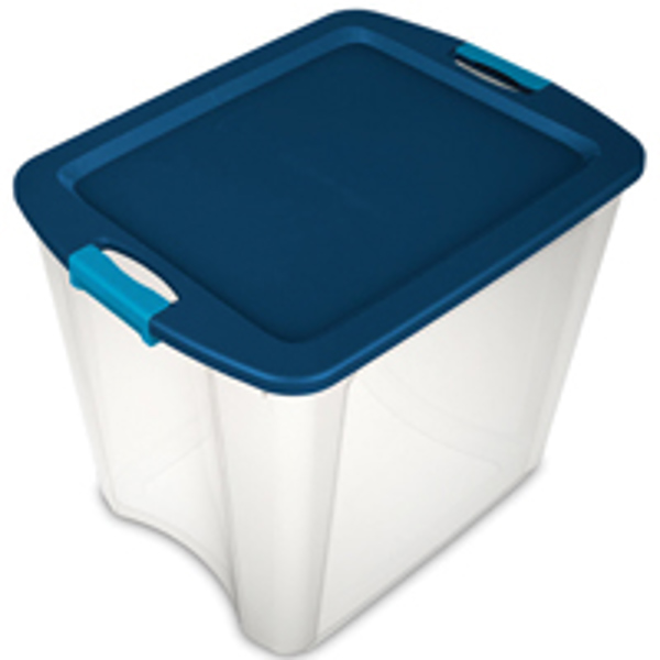 Sterilite 14489604 Storage Container 26 Gal Clear Plastic True Blue Lid