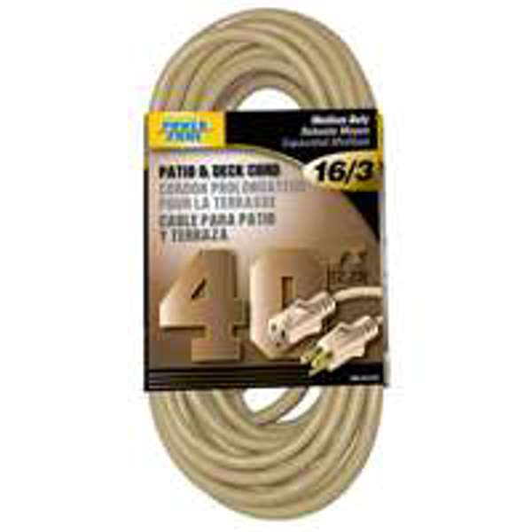 POWERZONE OR884628 Extension Cord 40 Ft 16/3 Beige