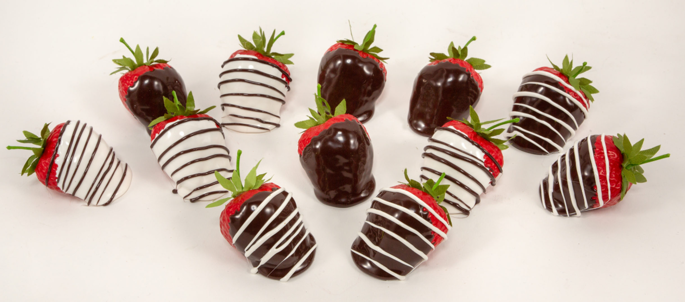 JUST DOUGH IT JDI W0901 Assorted Dipped Strawberries 12 Piece Fake Food