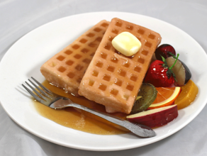 W0601C Plate of Waffles with Banana and Chocolate