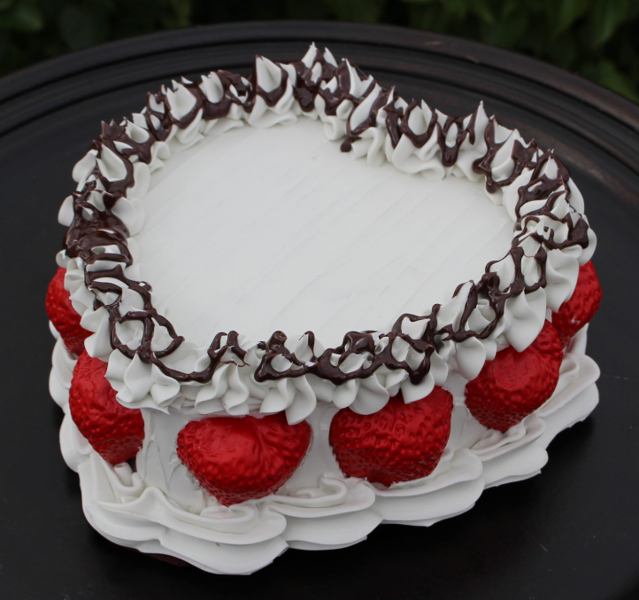 JUST DOUGH IT JDI W0302 Heart Vanilla Cake 7 In Frosted Fake Food White